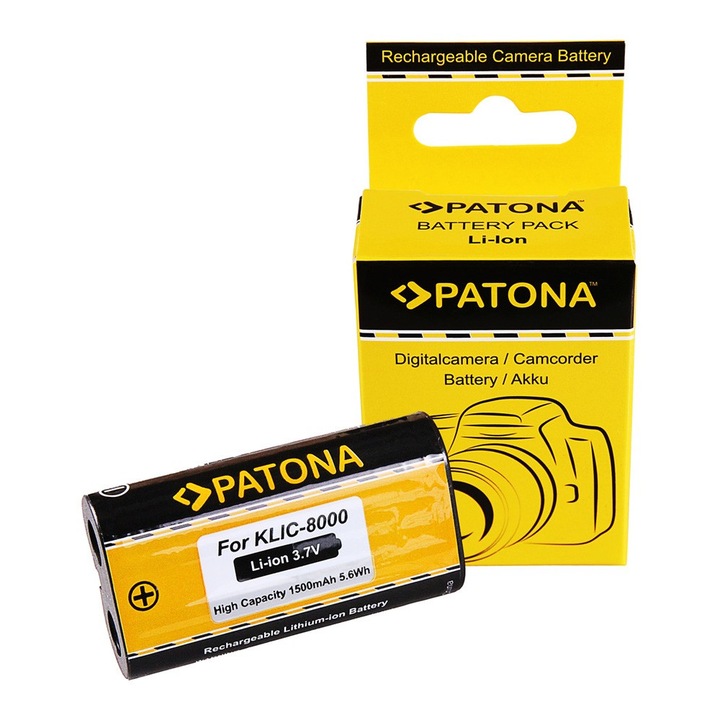 Patona Kodak EasyShare Z612 Z712 IS Z812 IS Z1012 IS KLIC-8000 3.7V/4.8Wh Li-Ion akkumulátor 1500mAh