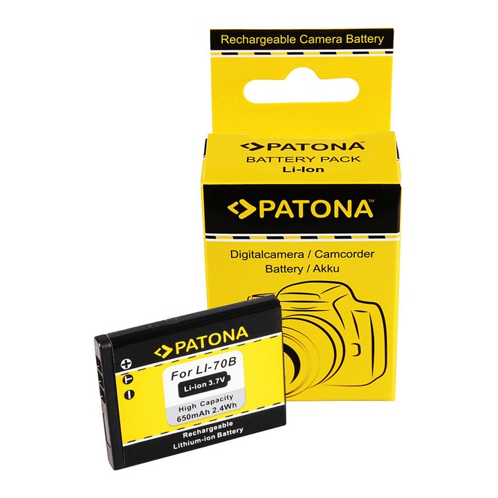 Patona Olympus VG110 VG120 VG130 X940 Li-70b Li70 650 mAh / 2.4 Wh / 3.7V Li-Ion