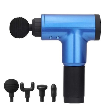 Aparat de Masaj, Marca Andowl, Profesional, Tip Pistol, 4 Capete Interschimbabile, Intens, Vibromasaj, Masaj Slabire/Anticelulitic/Tonifiere/Relaxare, 6 trepte de viteza, Sport