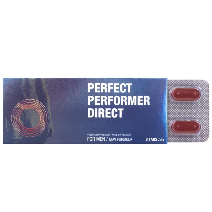 Étrend-kiegészítő a potencia, az erekció és a szexuális energia növelésére, Perfect Performer Direct, 8 kapszula, 7,8 g
