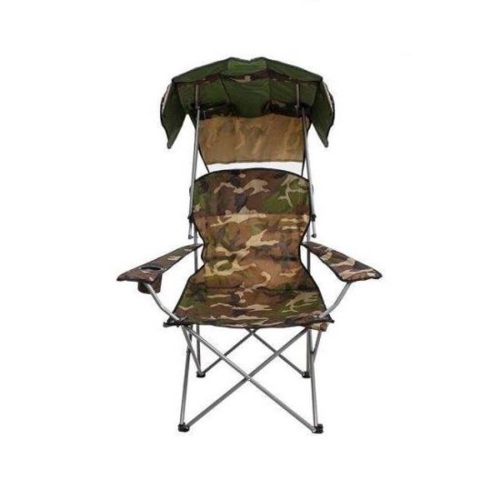 Сгъваем стол, градински, къмпинг, риболов, с чадър, камуфлаж, макс. 120 кг, 92x130 см, Malatec