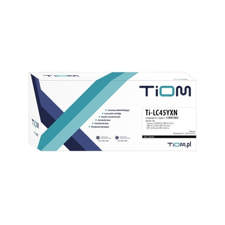 Toner Tiom pentru Canon i-Sensys LBP-611Cn/LBP-613Cdw, 2200 pagini, Galben