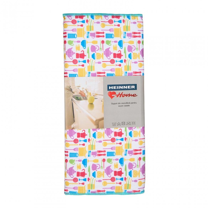 Suport microfibra pentru scurs vase, 40 x 50 model Ustensile, Multicolor