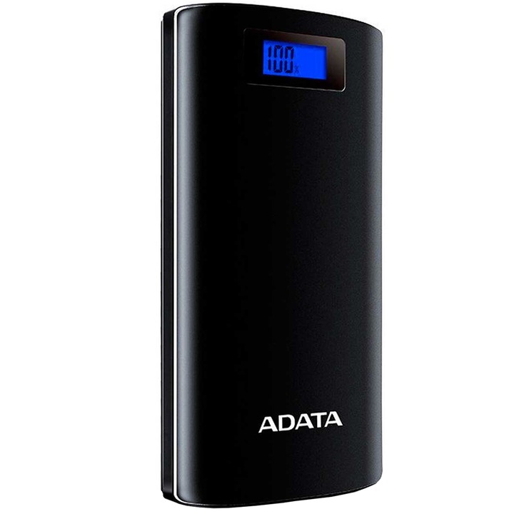 Acumulator extern ADATA P20000D, 2xUSB, LED, 20000 mAh, Black