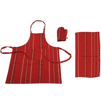 Set bucatarie 3 piese Heinner Home, 100% bumbac, Rosu Set bucatarie 3 piese Heinner Home, 100% bumbac, Rosu