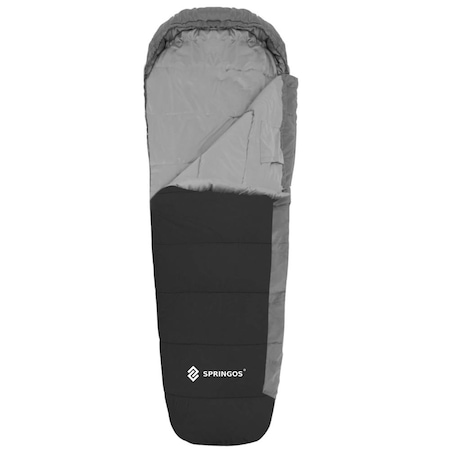 Sac de dormit, cu geanta de transport, 210x80cm, 0-10grade, culoare negru gri