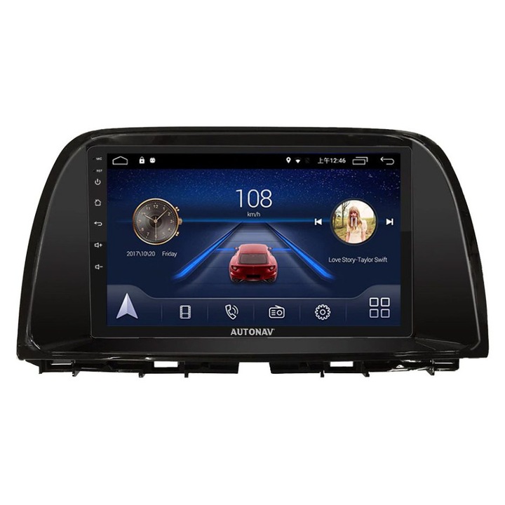 Navigatie AUTONAV Android GPS Dedicata Mazda CX5 2012-2017, Model Classic, Memorie 128GB Stocare, 6GB RAM, Display 9" Full-Touch, WiFi, 2 x USB, Bluetooth, 4G, Octa-Core 8 * 1.8GHz, 4 * 50W Audio
