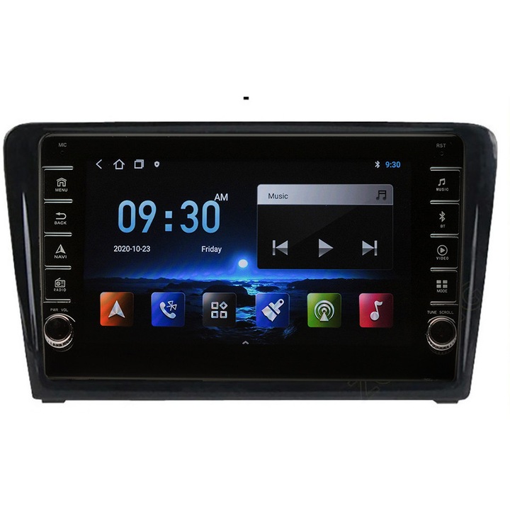Navigatie AUTONAV Android GPS Dedicata Skoda Rapid 2012-2020, Model PRO Memorie 64GB Stocare, 2GB DDR3 RAM, Display 8" Full-Touch, WiFi, 2 x USB, Bluetooth, Quad-Core 4 * 1.3GHz, 4 * 50W Audio