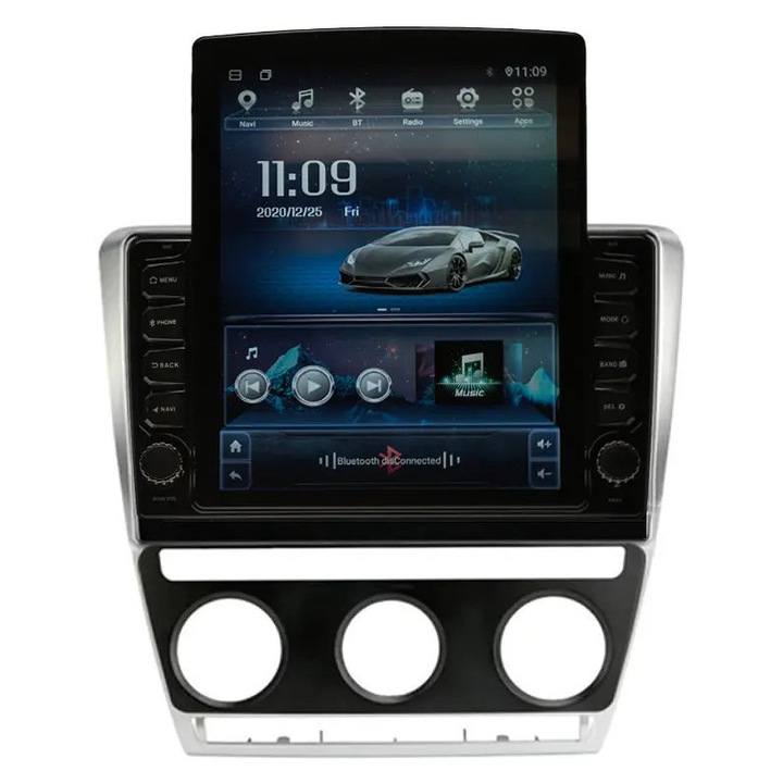 Navigatie AUTONAV Android GPS Dedicata Skoda Octavia 2 Facelift 2009-2012, Model XPERT Memorie 128GB, 6GB DDR3 RAM, Display Vertical Stil Tesla 10" Full-Touch, WiFi, 2 x USB, Bluetooth, 4G, Octa-Core 8 * 2.0GHz, 4 * 50W Audio