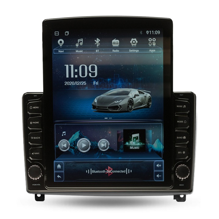 Navigatie AUTONAV Android GPS Dedicata Peugeot 407, Model XPERT Memorie 64GB Stocare, 4GB DDR3 RAM, Display Vertical Stil Tesla 10" Full-Touch, WiFi, 2 x USB, Bluetooth, 4G, Octa-Core 8 * 2.0GHz, 4 * 50W Audio