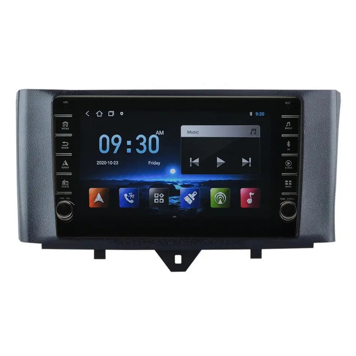 Navigatie AUTONAV Android GPS Dedicata Smart Fortwo 2007-2014, Model PRO Memorie 128GB Stocare, 6GB DDR3 RAM, Display 8" Full-Touch, WiFi, 2 x USB, Bluetooth, 4G, Octa-Core 8 * 2.0GHz, 4 * 50W Audio