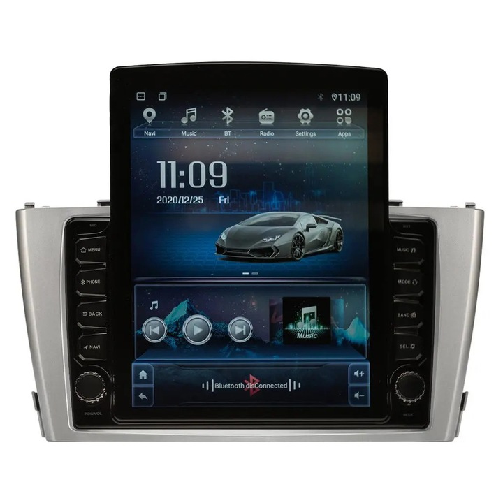 Navigatie AUTONAV Android GPS Dedicata Toyota Avensis 2008-2015, Model XPERT Memorie 128GB Stocare, 6GB RAM, Display Vertical Stil Tesla 10" Full-Touch, WiFi, 2 x USB, Bluetooth, 4G, Octa-Core 8 * 1.8GHz, 4 * 50W Audio