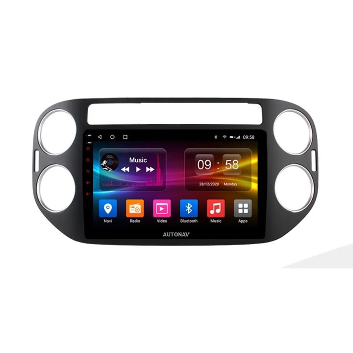 Navigatie AUTONAV Android GPS Dedicata Volkswagen VW Tiguan 2010-2017, Model Classic, Memorie 64GB Stocare, 4GB RAM, Display 9" Full-Touch, WiFi, 2 x USB, Bluetooth, 4G, Octa-Core 8 * 1.8GHz, 4 * 50W Audio