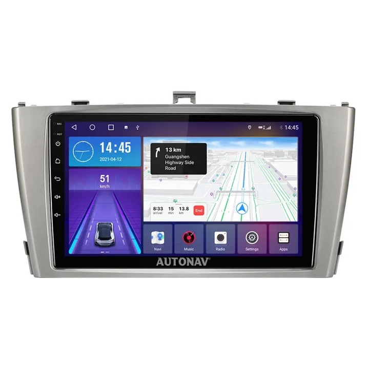 Navigatie AUTONAV Android GPS Dedicata Toyota Avensis 2008-2015, Model Classic, Memorie 64GB Stocare, 2GB RAM, Display 9" Full-Touch, WiFi, 2 x USB, Bluetooth, Quad-Core 4 * 1.8GHz, 4 * 50W Audio