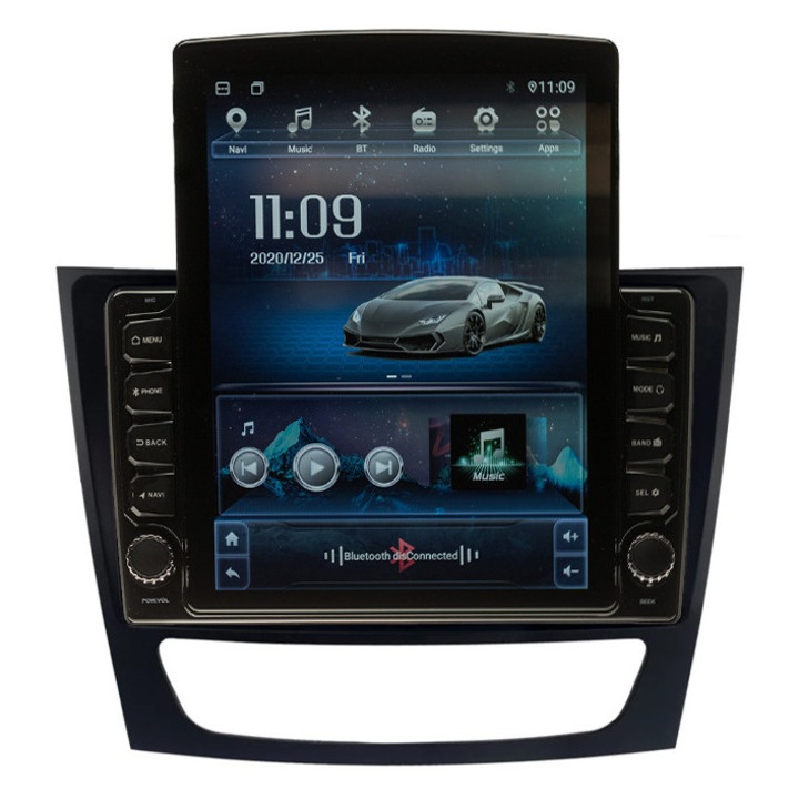 Navigatie AUTONAV Android GPS Dedicata Mercedes Clasa E CLS W211 2002-2010, Model XPERT Memorie 64GB, 4GB DDR3 RAM, Display Vertical Stil Tesla 10" Full-Touch, WiFi, 2 x USB, Bluetooth, 4G, Octa-Core 8 * 2.0GHz, 4 * 50W Audio