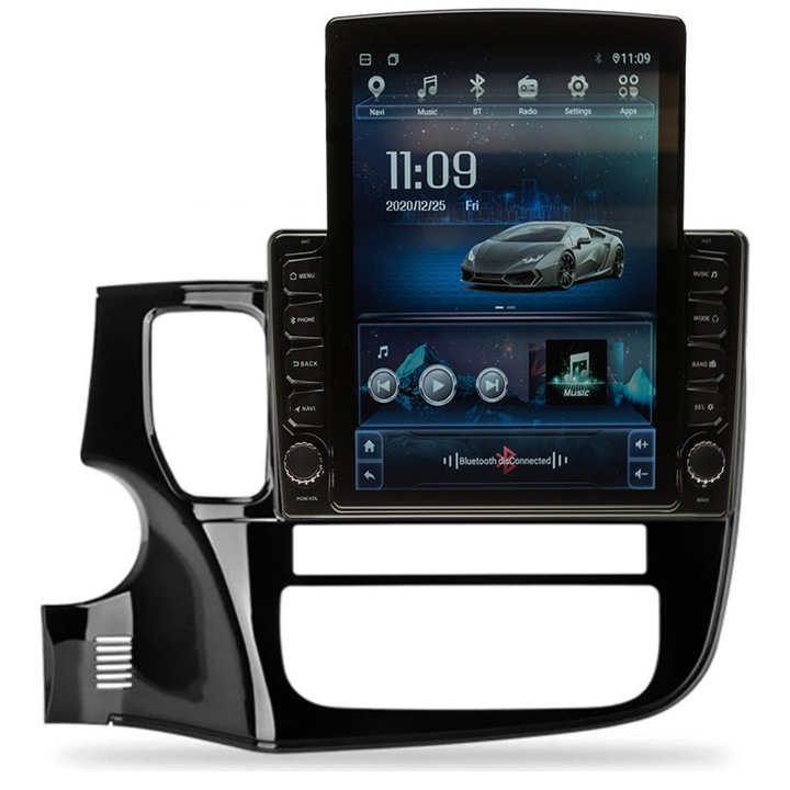 Navigatie AUTONAV Android GPS Dedicata Mitsubishi Outlander 2012-2018, Model XPERT Memorie 64GB Stocare, 2GB DDR3 RAM, Display Vertical Stil Tesla 10" Full-Touch, WiFi, 2 x USB, Bluetooth, Quad-Core 4 * 1.3GHz, 4 * 50W Audio