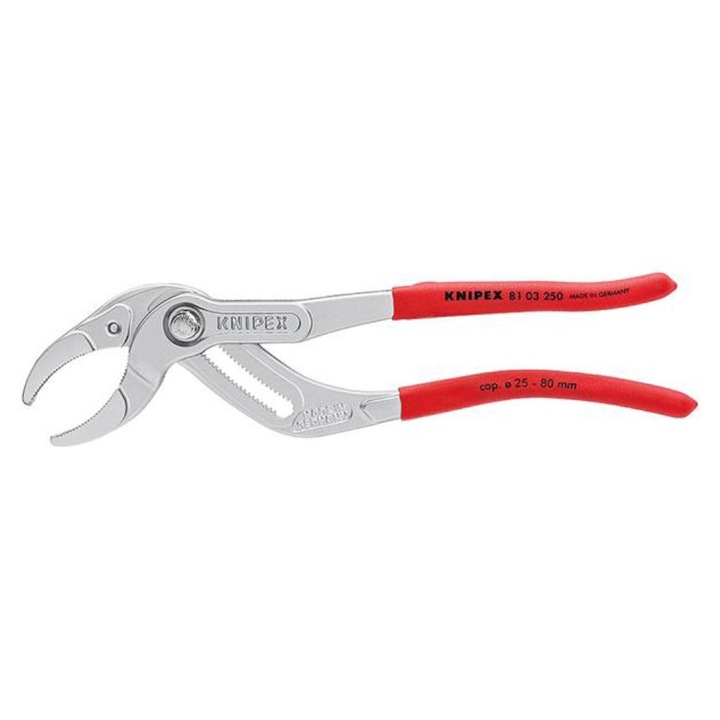 Cleste Prindere Tevi cu Suprafata Cromata si Manere cu Manson din Plastic, L 250 Mm, Capacitate de Lucru O 25 - 80 Mm, 4 Pozitii