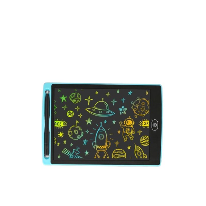 Електронен таблет 12 инча LCD, за писане и рисуване, с функция цветно писане и изтриване, 29 см, 3 години+, син