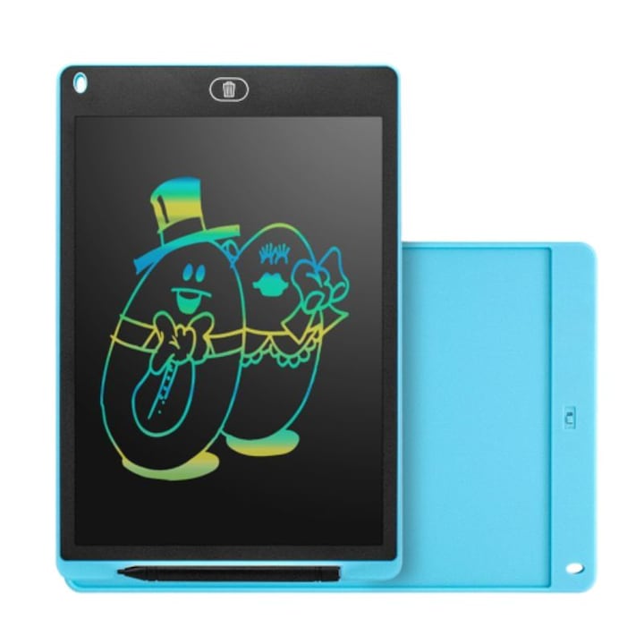 OEM Elektronikus tablet, 12 Hüvelykes LCD, Íráshoz és rajzoláshoz, Színes írás és törlés funkcióval, 29 cm, 3+ Év, Kék