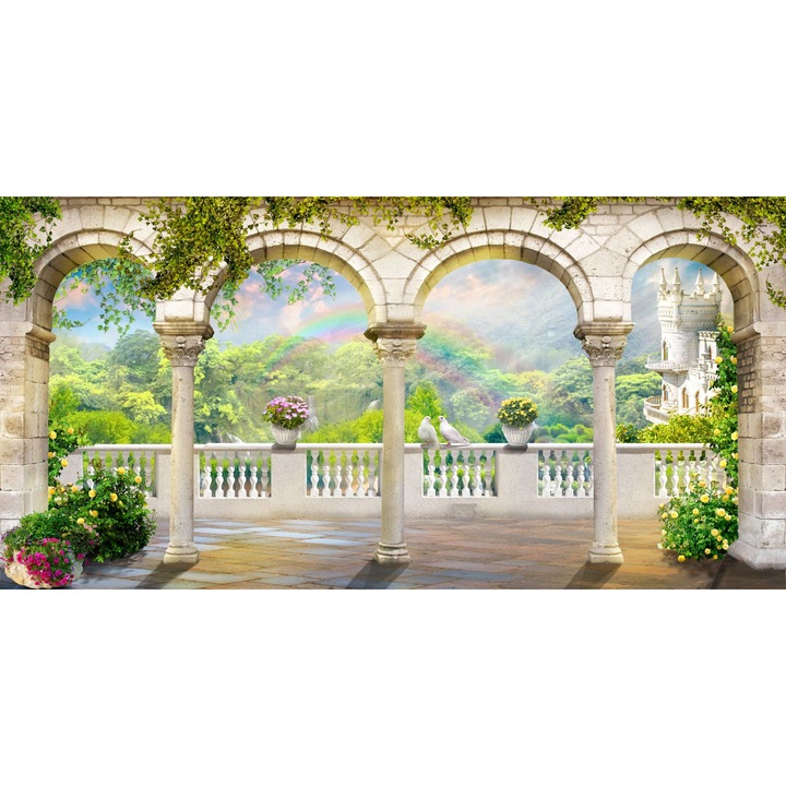 Öntapadó PVC tapéta - Erkélyoszlopok és fordított erdő 3d Absztrakt, 100 x 150 cm