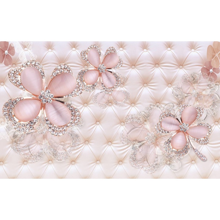 Fototapet autoadeziv PVC - Florile Roz Cu Perle 3d Abstract, 100 x 160 cm