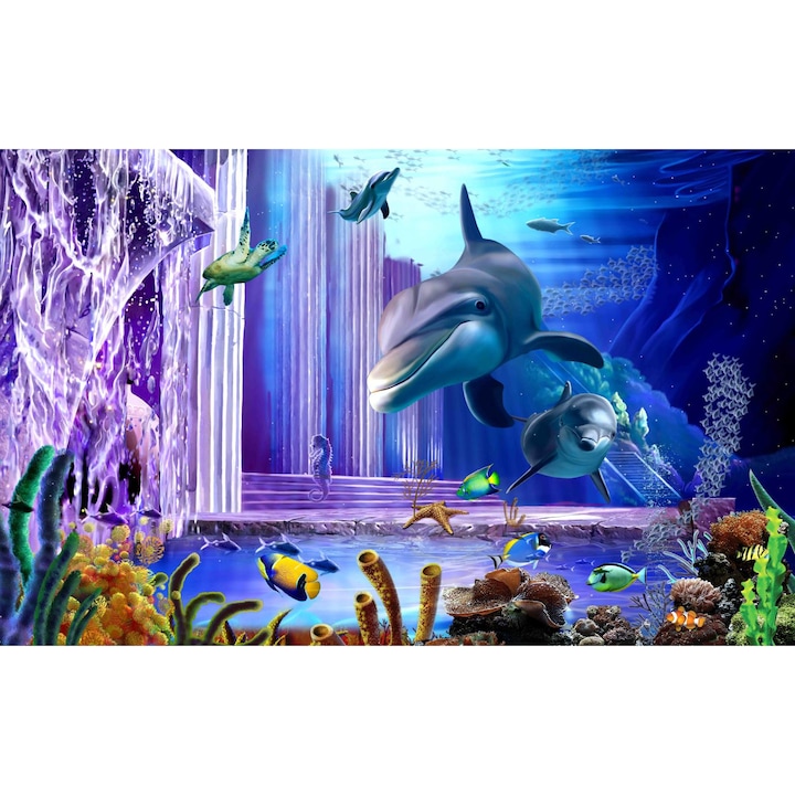 PVC öntapadó tapéta - Dolphins and Columns 3d Abstract, 180 x 240 cm