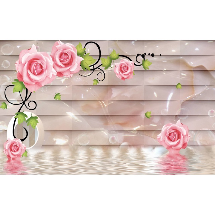 PVC öntapadó tapéta - Roses Water And Wall 3d Abstract, 100 x 150 cm