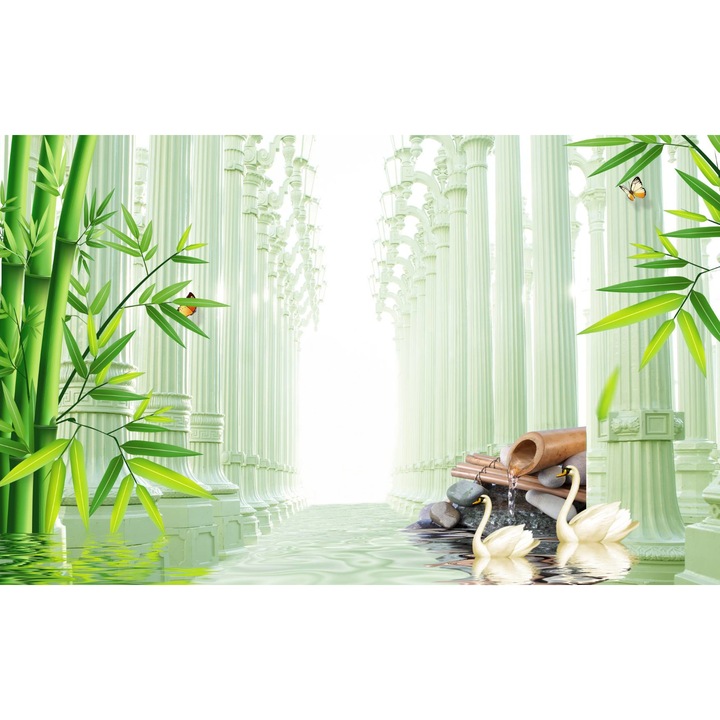 PVC öntapadó tapéta - Swans Columns And Tunnel 3d Abstract, 100 x 150 cm