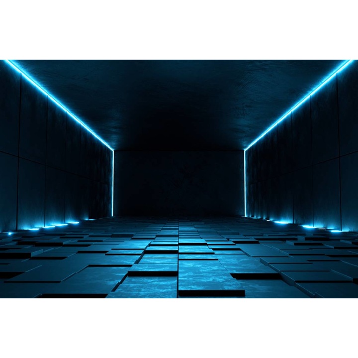 Öntapadó PVC tapéta - Neonokkal megvilágított kék szoba, 100 x 150 cm