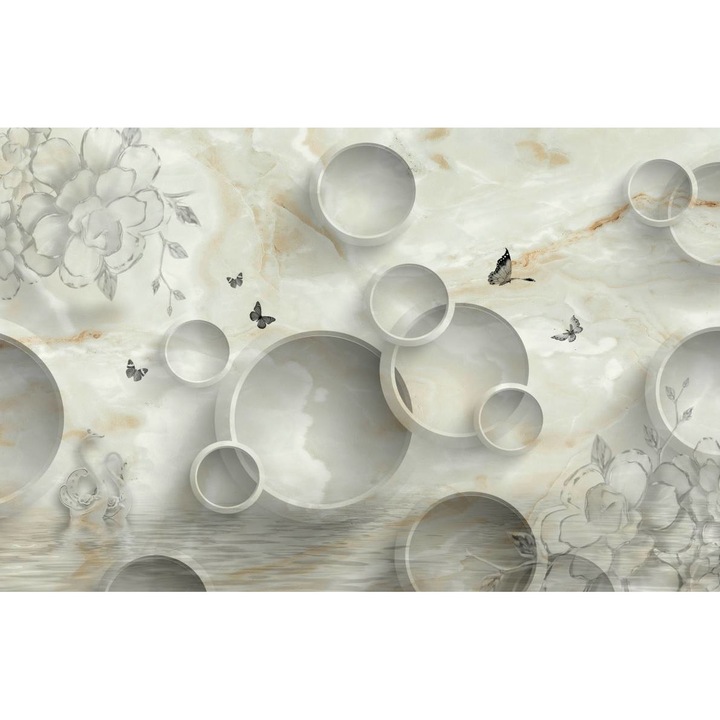 Öntapadó PVC tapéta - Circles Butterflies And Swans Absztrakt, 100 x 150 cm