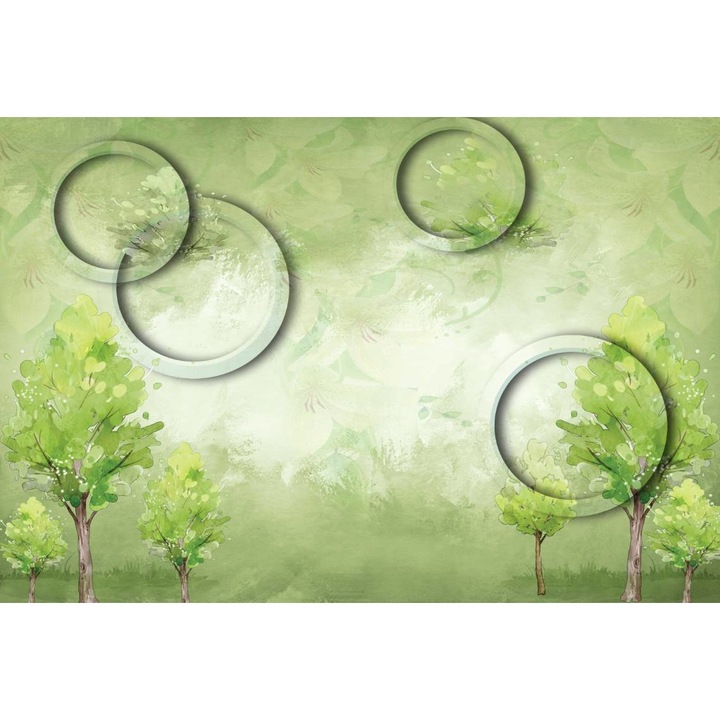 PVC öntapadó tapéta - Absztrakt fordított körök és fák, 100 x 150 cm