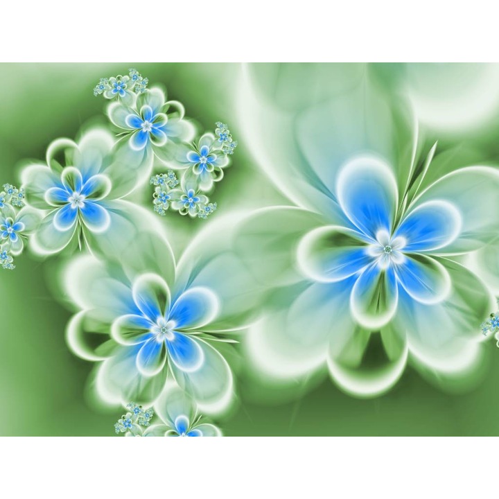 PVC öntapadós tapéta - Abstract Blue Flowers, 100 x 150 cm