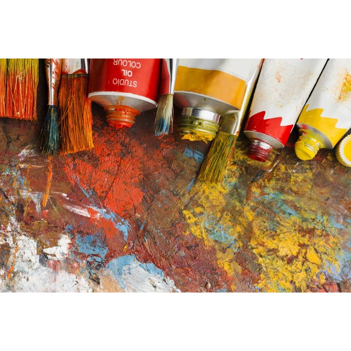 Öntapadó PVC tapéta - Akvarellek és színes ecsetek, 100 x 150 cm