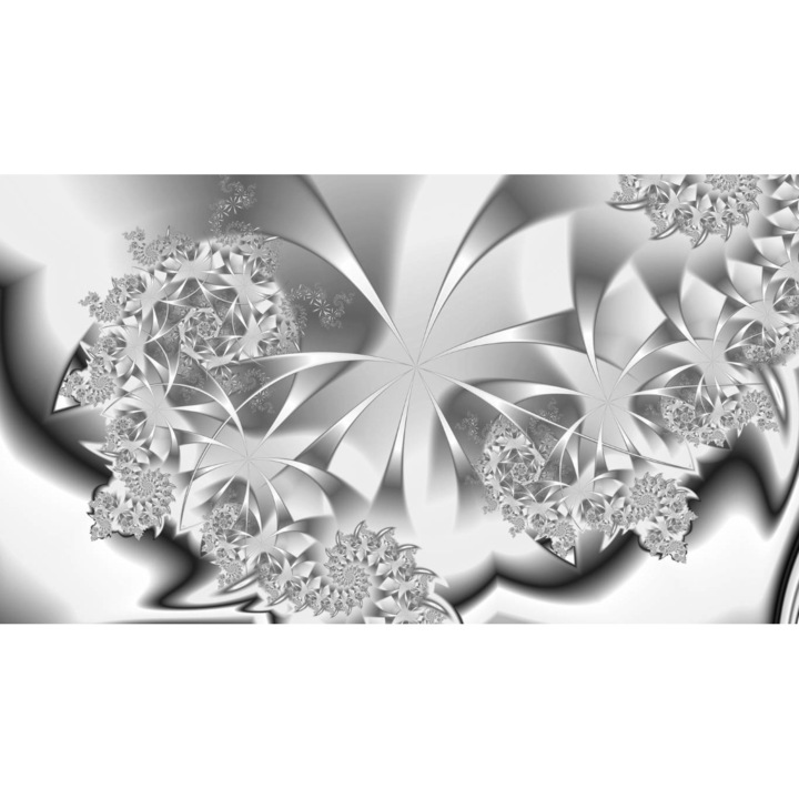 Öntapadó PVC tapéta - Absztrakt szürke virágok, 100 x 150 cm