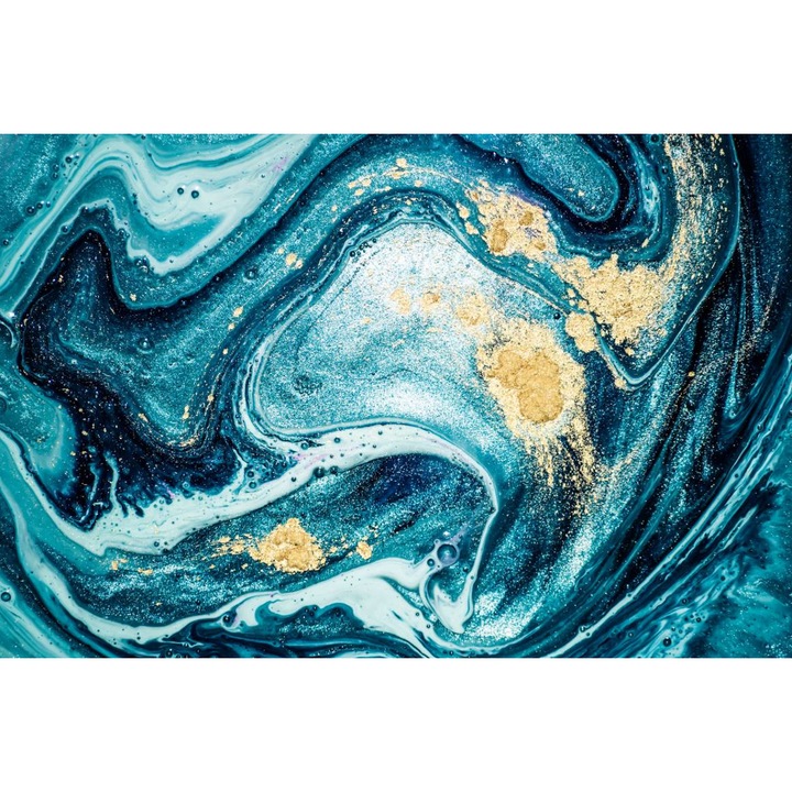 PVC öntapadó tapéta - Arany foltok kék absztrakt háttéren, 100 x 150 cm