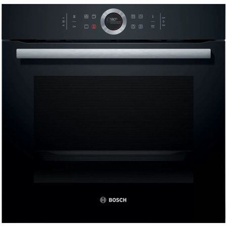 Cuptor incorporabil Bosch HBG675BB1, Electric, Multifunctional, 71 l, Autocuratare pirolitica, Convectie 4D, Touch control, Display TFT, Clasa A+, Sticla neagra