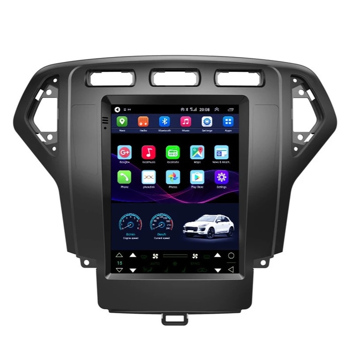Navigatie AUTONAV Android GPS Dedicata Ford Mondeo 2007-2010 Stil Tesla Negru, Memorie 64GB Stocare, 4GB RAM, Display Vertical Stil Tesla Negru 10" Full-Touch, WiFi, 2 x USB, Bluetooth, 4G, Octa-Core 8 * 1.8GHz, 4 * 50W Audio