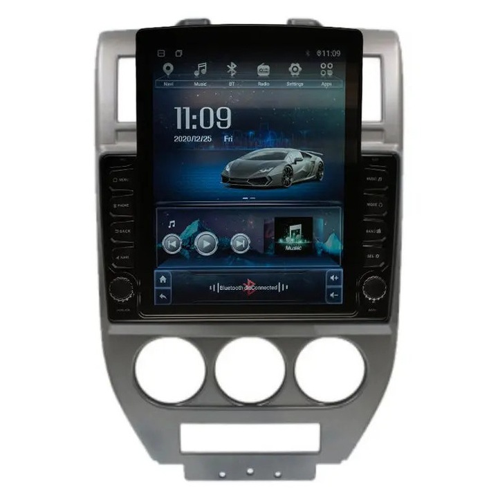Navigatie AUTONAV ECO Android GPS Dedicata Jeep Compass 2006-2011, Model XPERT Memorie 16GB Stocare, 1GB RAM, Display Vertical Stil Tesla 10" Full-Touch, WiFi, 2 x USB, Bluetooth, Quad-Core 4 * 1.8GHz, 4 * 50W Audio