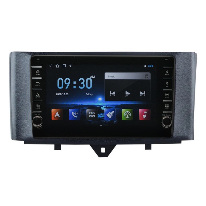 Navigatie AUTONAV Android GPS Dedicata Smart Fortwo 2007-2014, Model PRO Memorie 64GB Stocare, 2GB DDR3 RAM, Display 8" Full-Touch, WiFi, 2 x USB, Bluetooth, Quad-Core 4 * 1.3GHz, 4 * 50W Audio