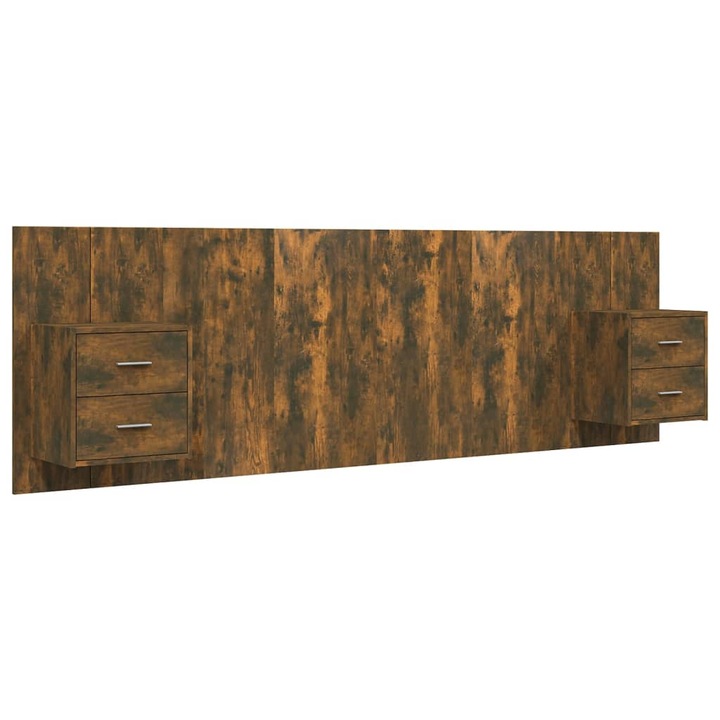 Tablie de pat cu dulapuri vidaXL, stejar fumuriu, lemn prelucrat, 48.5 x 80 cm, 41 kg 3115713