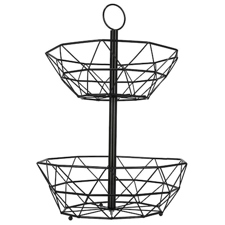 Cos Fructe Inox Cos de fructe, 2-nivele, metal, negru, 30 x 30 x 43 cm - eMAG.ro