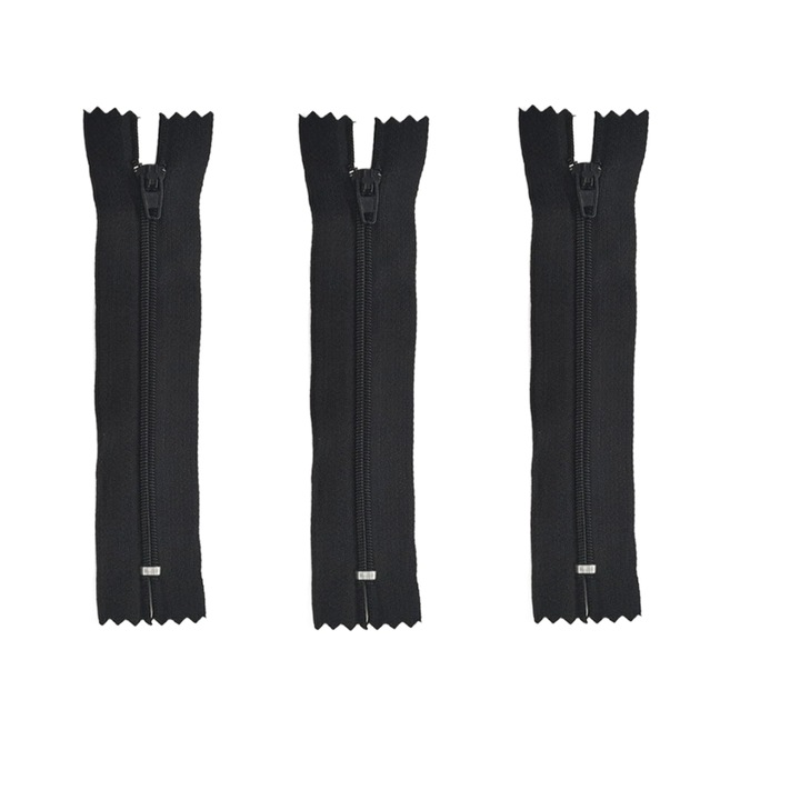 Set 3 bucati fermoar clasic negru pentru pantaloni 20 cm