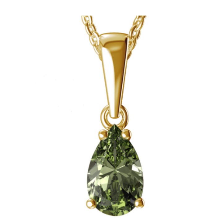 Pandantiv Verde padure cu aur galben vltavin