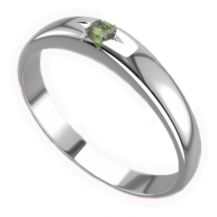 Solitar inel de argint cu moldavit rotund