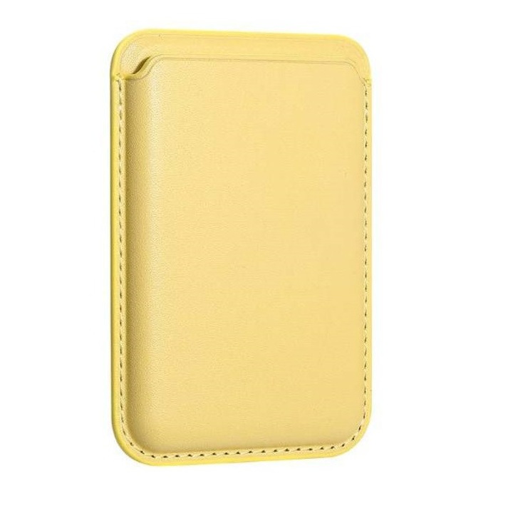 Защитен калъф RiKbo® кожен портфейл за iPhone, съвместим с Apple Magsafe Wallet, Lemon Yellow
