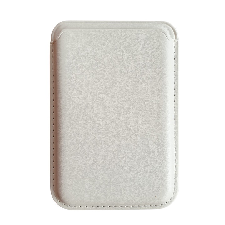 Кожен защитен калъф RiKbo® за iPhone, съвместим с Apple Magsafe Wallet, бял