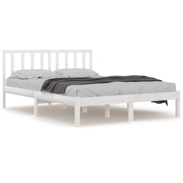Рамка за легло vidaXL, Масивен бор, 180x200 см, Бяла