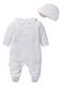Salopeta Bebe Cu Caciulita 3-6 luni, Bumbac, 61-67 CM, Alb