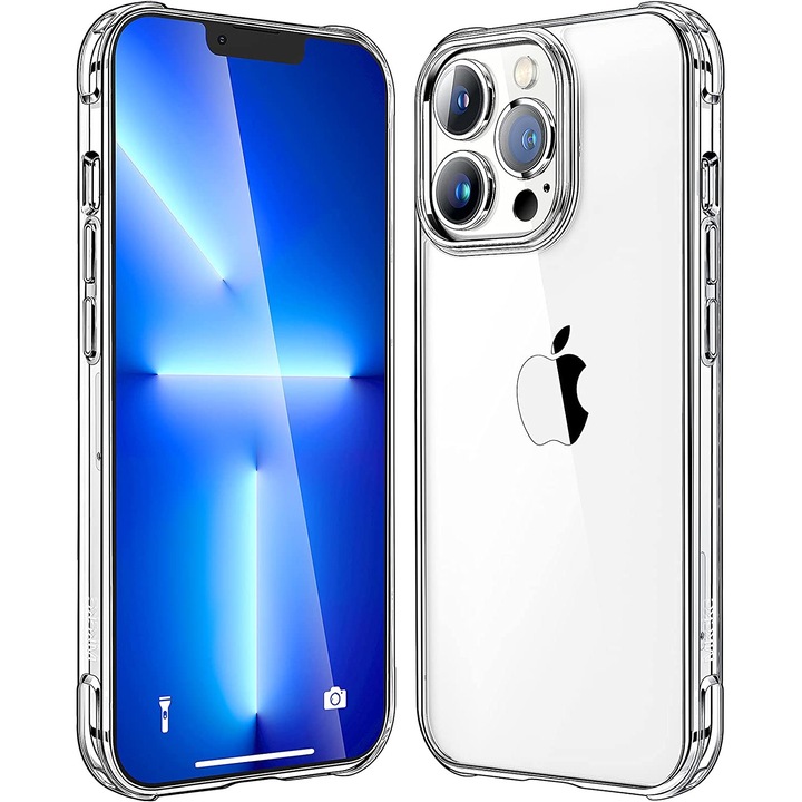 Husa pentru telefon, TPU, Anti-galben, Compatibila cu iPhone 13 Pro, Transparent