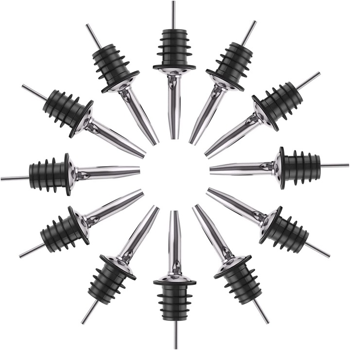 Set picurator vin, PARAFASA, Inox, Negru/Argintiu